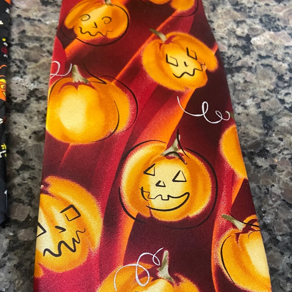 Halloween Ties - set of two Skeleton and Pumpkin Design - Picture 3 of 7